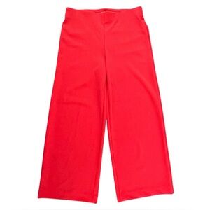 LOFT Size Small Tangerine Flat Front Polyester-Spandex Pull On Wide Leg Pants